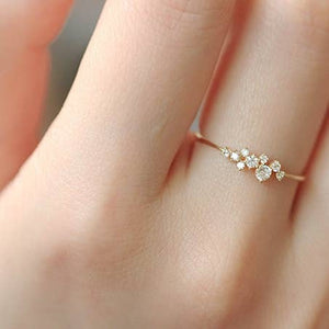 14K Gold Stars Stacked Ring