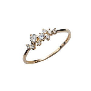 14K Gold Stars Stacked Ring