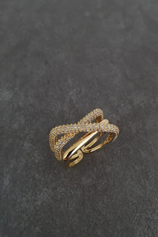 Cubic Zirconia Multi Twist Pave Ring