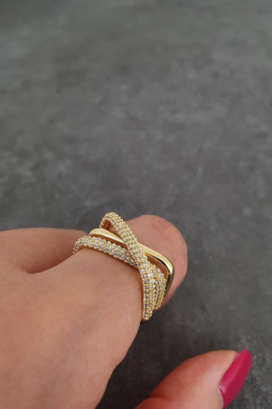 Cubic Zirconia Multi Twist Pave Ring