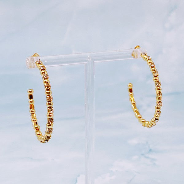 Ball And Jewel Hoop Earrings