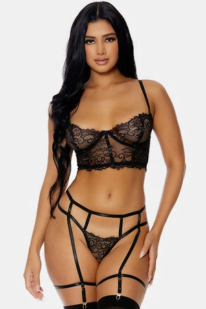 Scalloped Lace Bustier & Panty Set Lingerie