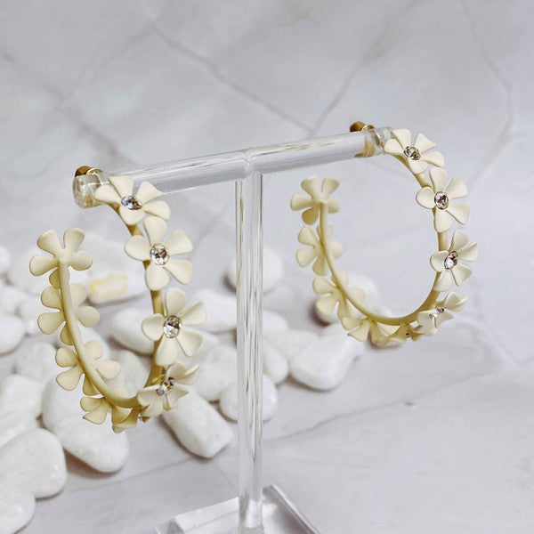 Muted Flower Hoop Earrings