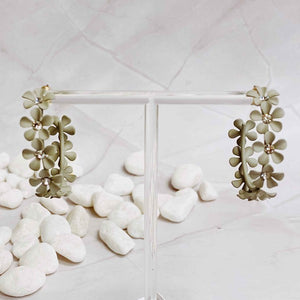 Muted Flower Hoop Earrings