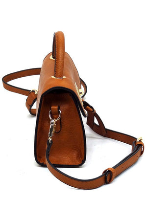 Twist Lock Flap Satchel Crossbody Bag