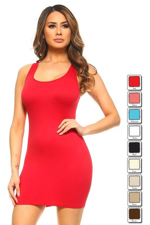 Womens Solid Color Tank Dress