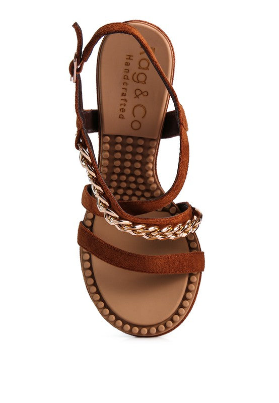 DOMEDA Metal Chain Mid Heel Sandal