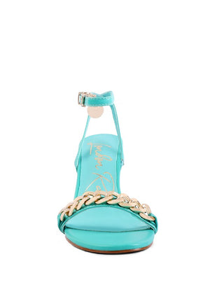 Mooning High Heeled Metal Chain Strap Sandals