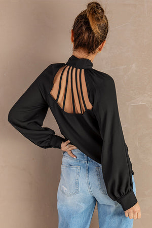 Tie Neck Strappy Back Shirt