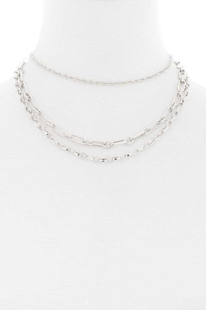 3 Layered Metal Chain Necklace