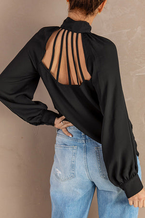 Tie Neck Strappy Back Shirt